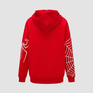 <b>Men's</b> <b>Red</b> Zip-Up <b>Sweatshirt</b> Regular Fit Cotton Knitted Casual Autumn Front Logo O-Neck Solid Design Hooded <b>Sweatshirt</b> - Product Image 2