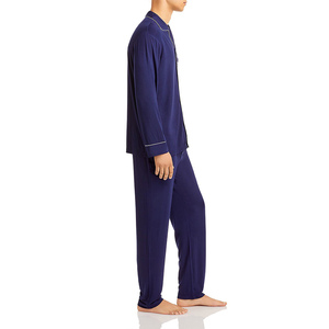 Best Quality Mulberry Silk Pajamas For Men Comfortable Soft Sleepwear Set Long Sleeve Top And Pants Breathable Nightwear - Product Image 2