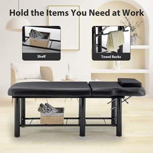 Cama de Salón Profesional Negra Ajustable con Reposacabezas Extraíble, Estante Inferior de Almacenamiento, Capa de Espuma Viscoelástica, Mesa de Masaje Ajustable - Product Image 4