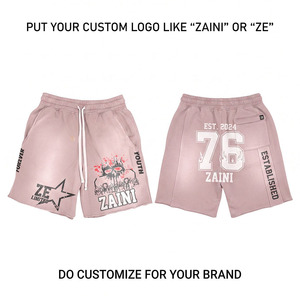 Shorts pour hommes ZAINI, style streetwear, 100% coton, respirant, taille élastique, logo sur le devant, longueur mi-cuisse, imperméable, séchage rapide, écologique - Product Image 1