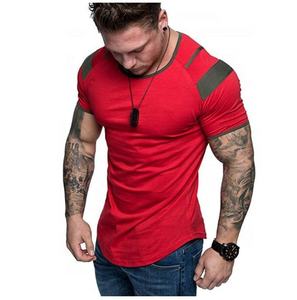 T-shirts pour hommes 2024 de haute qualité, coupe ajustée, style streetwear, ourlet incurvé, panneau sur l'épaule, 100% coton, hip-hop, extensibles, tendance, grandes tailles - Product Image 1