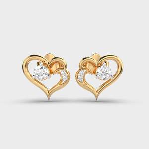 Pendientes de Diamantes Cultivados en Laboratorio con Certificación IGI, Diseño de Doble Corazón, Oro Amarillo/Blanco/Rosa de 14K, Pendientes Románticos de Diseño - Product Image 1
