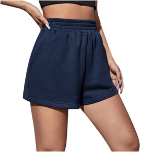 Women's <b>Navy</b> Solid Color Low Waist Regular Fit Knitted Polyester/Cotton Casual <b>Shorts</b> with Pockets Breathable Anti-Wrinkle - Product Image 1