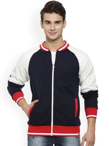 Blouson universitaire pour homme, color block, coton et polyester, fermeture éclair frontale, style décontracté pour l'automne, motifs patchwork, col rabattable, coupe classique - Product Image 2