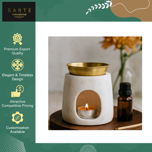 Top Notch Quality Bulk Supply Handmade Eco-Friendly Marble Brass Oil Burner Essential Oils Premium <b>Aroma</b> Fragrance <b>Diffuser</b> - Product Image 5