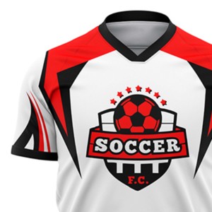 Soccer F.C. Camiseta de Fútbol Sublimada Unisex Blanca, Roja y Negra con Cuello en V, Manga Corta, Absorbe la Humedad, Corte Regular, para Adultos, Todas las Temporadas - Product Image 2