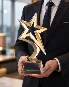 Exquisite Star Shaped Crystal Glass <b>Plaque</b> Award <b>Trophy</b>:Dazzling Symbol of Achievement and for Honoring Outstanding Performance - Product Image 6