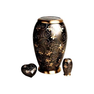 Classic Metal Cremation Urn Set with Heart and <b>Mini</b> <b>Vase</b> Traditional Design Sympathy Use Durable Finish - Product Image 5