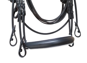 Curve Raised Padded Horse Browband Double <b>Bridle</b> with Reins Equestrian Tack - Product Image 2