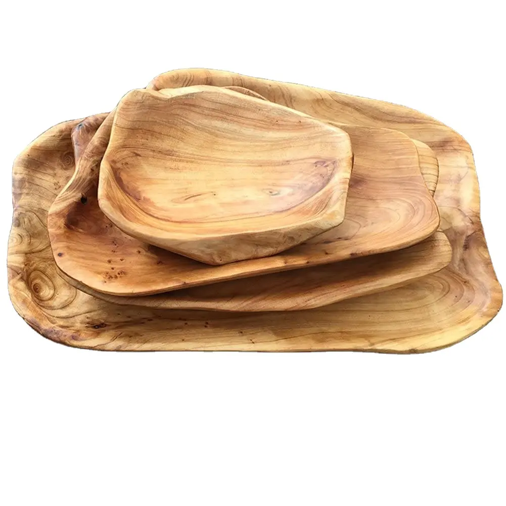 गर्म बेच हस्तनिर्मित शिल्प दौर लकड़ी के घोंसले के शिकार खाने की थाली लकड़ी खाद्य ट्रे