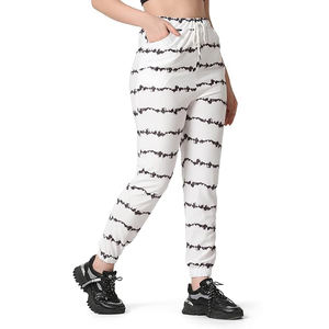 Pantalon de jogging en molleton bouclette pour femme, taille haute, cordon de serrage, bas élastiqués, doux, brossé, respirant, mélange de coton, pour la détente - Product Image 2