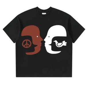 เสื้อยืดโอเวอร์ไซส์ผู้ชาย 250gsm วินเทจ ล้างทำสีซีด ลายกราฟิก พิมพ์นูนแบบสั่งทำ คอกลม สตรีทแวร์ สำหรับผู้ชาย - Product Image 1