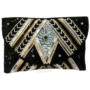 Handcrafted Indian Luxury Casual Daily Fashion Accessory Colorful Glass <b>Beaded</b> Baguette Handle Bag Durable <b>Crystal</b> Art Accessory - Product Image 2