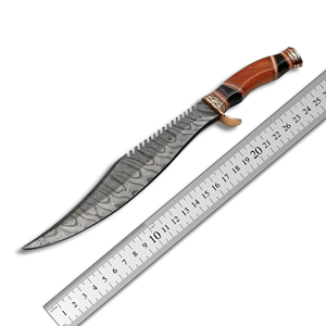 Couteau Bowie artisanal en acier Damas avec manche en bois et Micarta, lame fixe, étui en cuir, couteaux de chasse par A&M EnterPrises - Product Image 5