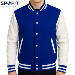 Vestes universitaires personnalisées en gros pour garçons, style streetwear épais, avec logo brodé, en laine et cuir véritable, pour hommes - Product Image 1