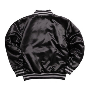 Chaqueta Varsity Azul Claro Satinado para Hombre, Estilo Preppy, Corte Regular, Cuello Camisero, Cierre de Botón, Poliéster, Informal, para Otoño - Product Image 4