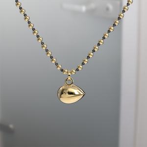 3.0ct Button Back Georgian Cut Down Collet Set Pear Moissanite Pendant Blackened Gold Pendant Blackened Link Ball n Chain - Product Image 3