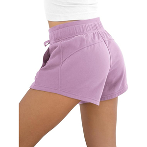 Shorts en coton mélangé de haute qualité pour femmes avec poches, en molleton de coton, cordon de serrage, été, fabricant de vêtements de sport OEM - Product Image 4
