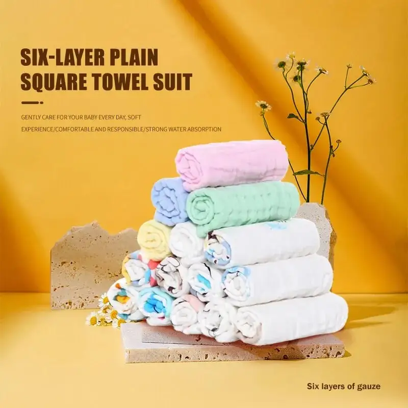 5 PCs 30x30cm Cotton Soft Baby Towels Baby Face Towel Handkerchief Bathing Feeding Face Washcloth Wipe Burp Cloth
