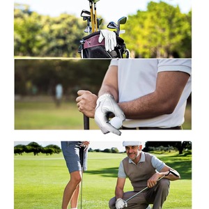 Gants de golf en cuir véritable blanc avec patch drapeau américain, fermeture auto-agrippante, usage sportif unisexe, design antidérapant - Product Image 2