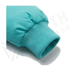 Turquoise Quilted Jacket Full Sleeve Stand Collar Winter Short Length Polyester Filling Zipper Closure - Product Image 6