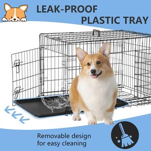 Jaula Metálica Plegable de Doble Puerta para Perros de 30 Pulgadas con Bandeja Extraíble y Panel Divisor - Product Image 5