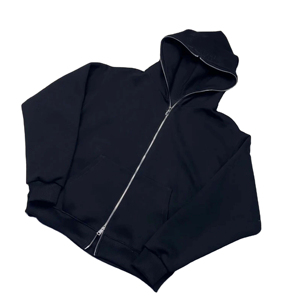 Nouvel arrivage : Sweat à capuche décontracté zippé 100 % coton, thermique, léger, uni avec cordon de serrage - Product Image 2
