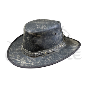 Sombrero de Cuero Desgastado Plegable para Mujer, Acabado en Dos Tonos, Banda Trenzada, Ala Ancha, Sombrero de Vaquera para Primavera/Verano - Product Image 1