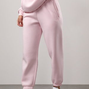 Ensemble de survêtements pour femmes en coton molletonné français de qualité supérieure, comprenant un sweat à capuche et un pantalon de jogging, confortables et de qualité supérieure - Product Image 1