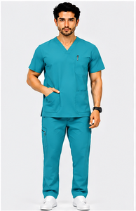 mens wholesale medical <b>scrubs</b> 2 piece jogger uniform breathable stretch doctor nursing hospital <b>work</b> clothes comfortable durable - Product Image 5