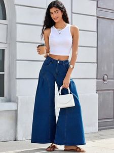 Jean évasé taille haute extensible pour femme, style vintage, coupe large, denim rétro années 70 - Product Image 5