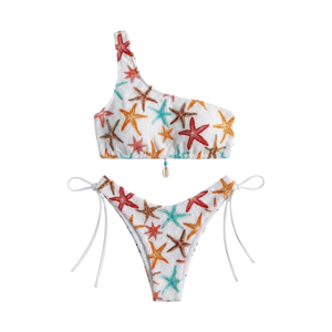 Conjunto de Bikini de Dos Piezas con Cuentas y Estrellas de Mar, Completamente Adornado con Cuentas Hechas a Mano para Usar en Fiestas de Playa de Verano, Motivos de Conchas Marinas - Product Image 1