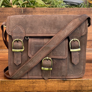 Sac à bandoulière en cuir pleine fleur personnalisé en usine de haute qualité en gros sac à bandoulière vintage classique à la mode sac de messager unisexe - Product Image 3