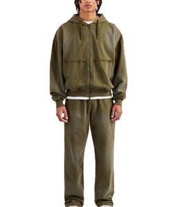 Survêtement décontracté pour homme avec logo personnalisé, effet délavé, qualité supérieure, léger, vêtements d'hiver, 100% coton, effet délavé - Product Image 6