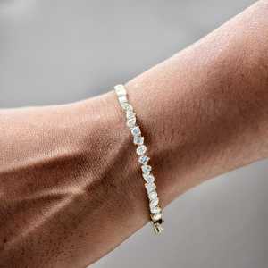 Lab Grown Diamond <b>Bangle</b> Bracelet 14k <b>Solid</b> <b>Gold</b> Multi Shapes Cut Diamond Bracelet For Unisex Jewelry Promise Gift For Partner - Product Image 2