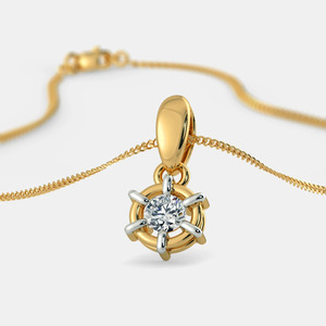 Two Tone Round Solitaire Lab Grown Diamond Pendant Necklace - Product Image 6