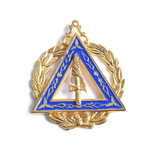 Badge personnalisé en émail dur bleu, plaqué or, découpé, à thème religieux, pour collier d'officier de l'Eastern Star Adah - Product Image 1