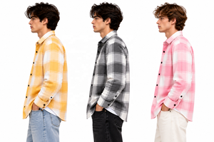 Chemise en flanelle à carreaux pour homme, manches longues, 100% coton, boutonnée, décontractée, pour l'automne - Product Image 4