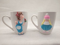 Vente en gros de tasses en céramique en argile polymère 3D avec logo personnalisé pour cadeau