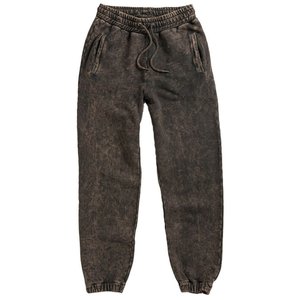 Pantalon en jean coupe droite ample taille mi-haute longueur entière décontracté taille élastique bords effilochés tissé couleur unie style automne - Product Image 1