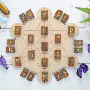 Ensemble de 25 Pierres Runices Naturelles d'Unakite Gravées Futhark, Gemmes Polies pour Reiki, Divination Religieuse, Collection, Vente en Gros - Product Image 4