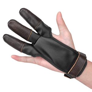 Nouveau design Gants de tir à l'arc en cuir personnalisés à 3 doigts avec protection de la paume pour arc classique, sangle de poignet réglable, service OEM - Product Image 1