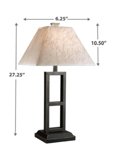 Lámpara de Mesa de Metal con Doble Marco y Base Geométrica de Hierro Abierta, Pantalla de Tela Premium, Iluminación Ambiental Cálida para Interiores Refinados - Product Image 3