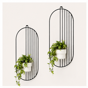 Juego de Macetas Colgantes de Pared de Metal Moderno, Soporte Geométrico Ovalado Minimalista para Plantas, para Jardín Vertical Interior y Decoración de Sala de Estar - Product Image 3
