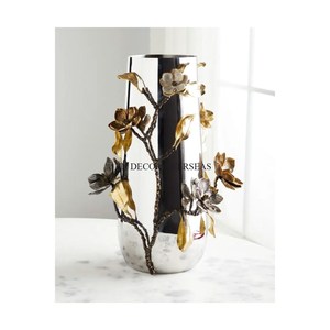 Best Quality Stainless Steel Silver <b>Polished</b> Flower Vase With Beautiful Flowers Designer Attractive Look Home Interior Decor - Product Image 1