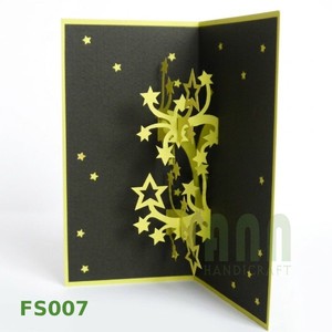 Tarjeta de Felicitación 3D Pop-Up con Estrellas, Hecha a Mano, Regalo de Regreso a Clases, Recuerdo de Papel, Diseño con Estampado Dorado, Impresión Offset, Acabado Mate ANN - Product Image 3