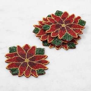 Premium Modern Home Accent Hand <b>Beaded</b> Coffee Mug <b>Coasters</b> in Plant Shape Durable for Housewarming Gifts - Product Image 1