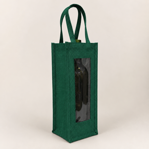 Sac cadeau en jute teint laminé avec logo personnalisé et fenêtre transparente en PVC 13x36x13 cm Vente en gros OEM ODM Exportateur de marques privées - Product Image 4