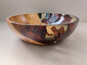 Bol en résine de peau de chêne et de noyer, fait main, bol décoratif en bois et résine, bol à bijoux - Product Image 6