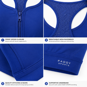 High Impact Front Zipper Sports <b>Bra</b> for Women Breathable Mesh Racerback Yoga Fitness <b>Bra</b> Padded Push Up Athletic Gym Underwear - Product Image 4